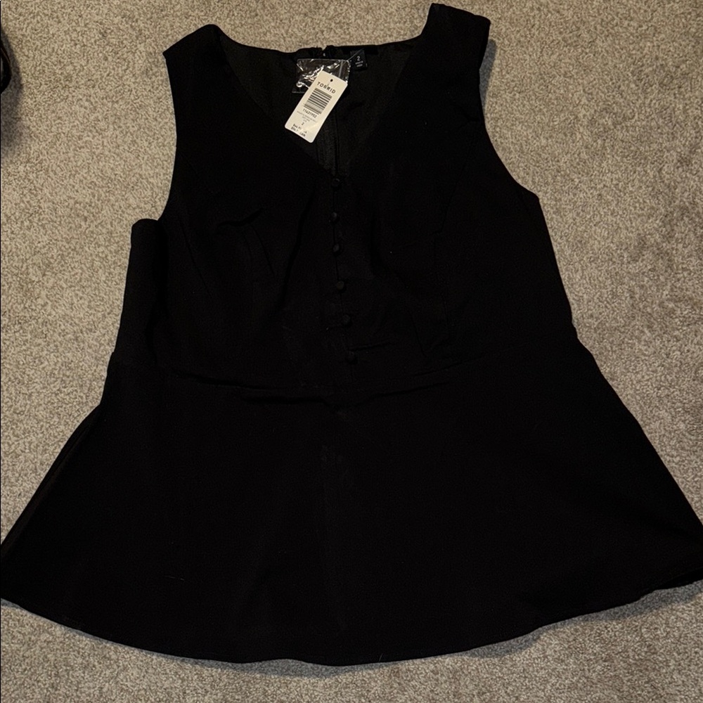 Black Sleeveless Peplum Top